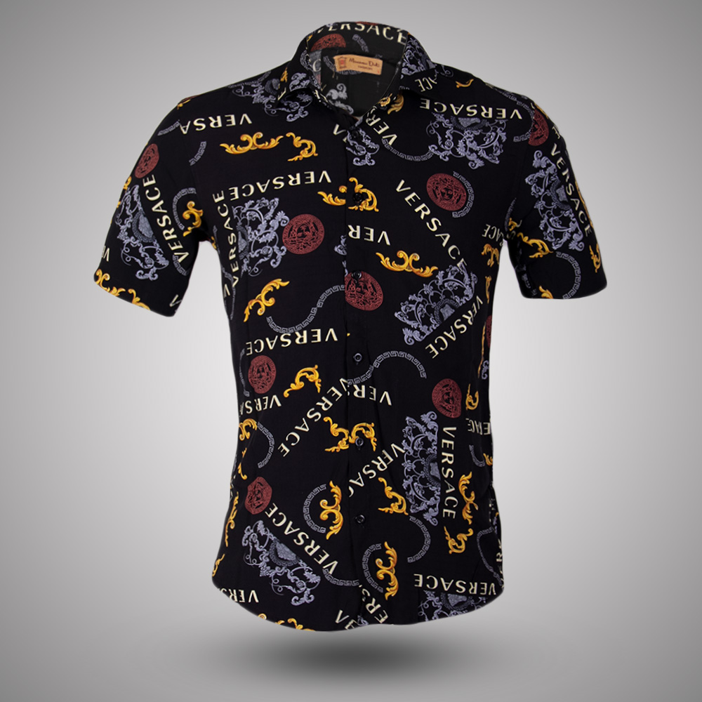 پیراهن هاوایی مدل versaceمشکی 